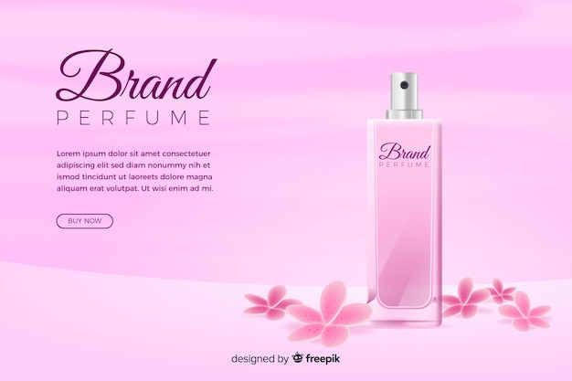 Vector gratuito anuncio de perfume realista con flores.