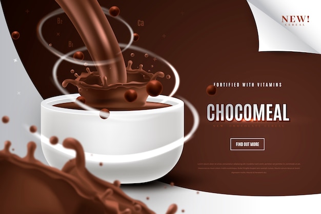 Vector gratuito anuncio de producto alimenticio de comida matutina de chocolate