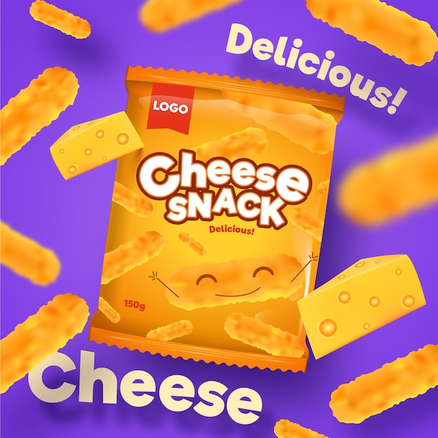 Vector gratuito anuncio de producto de bocadillos de queso