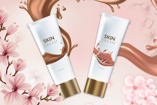 Anuncio de productos cosméticos saludables crema para la piel