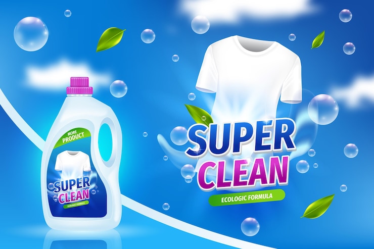 Vector gratuito anuncio realista de productos de limpieza.