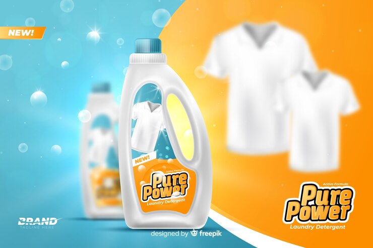 Vector gratuito anuncio realista de venta de detergente para la ropa