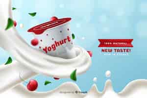 Vector gratuito anuncio realista yogur de cereza