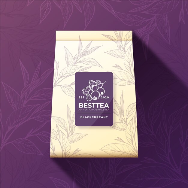 Anuncio de té con decoración de acuarela