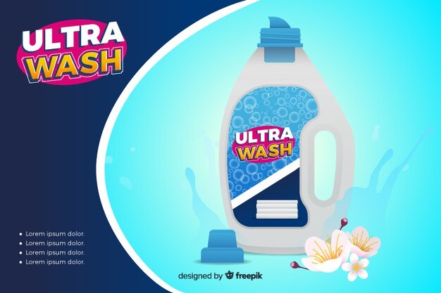 Anuncio de venta de detergente de lavandería realista