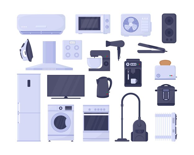 Aparatos electrónicos para el conjunto de ilustraciones de vectores domésticos
