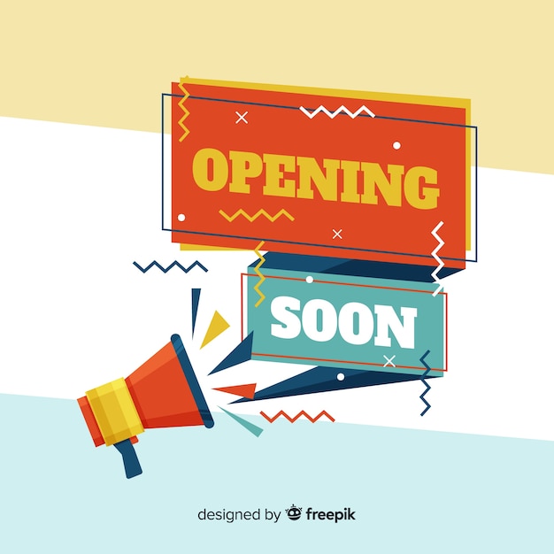 Apertura próximamente de diseño plano de fondo.