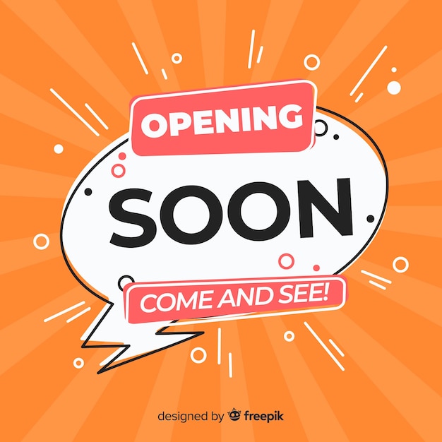 Apertura próximamente de diseño plano de fondo.