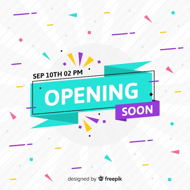 Apertura próximamente de diseño plano de fondo.
