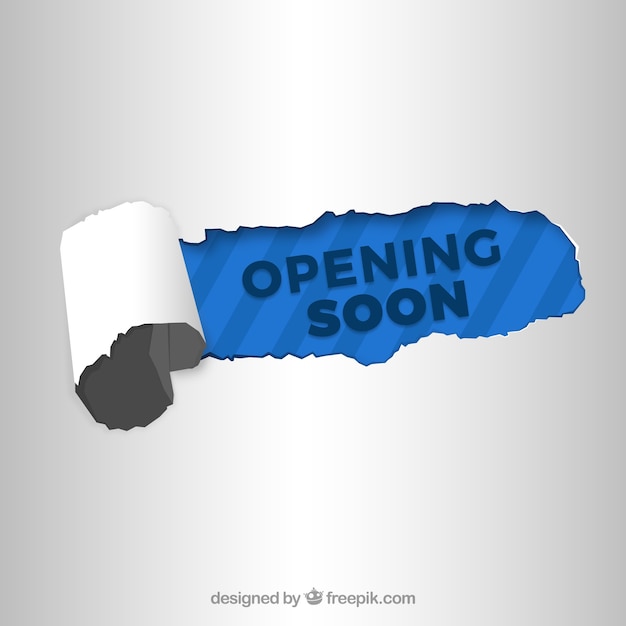 Apertura próximamente de fondo con cartel de papel.