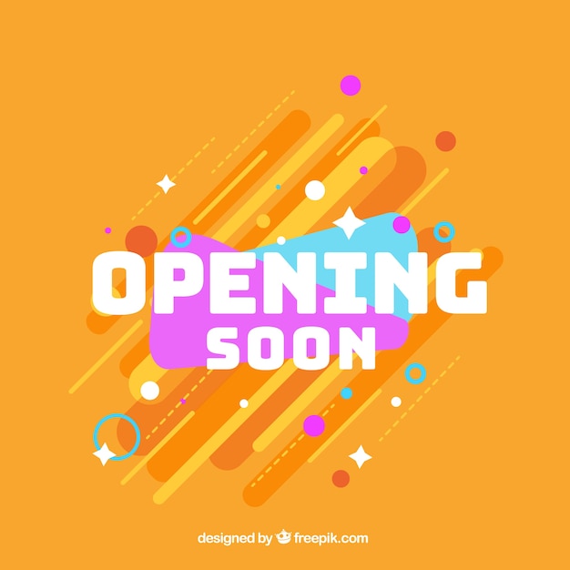 Apertura próximamente de fondo en estilo plano.