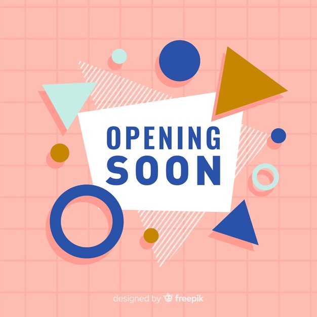Apertura próximamente de fondo en estilo plano.