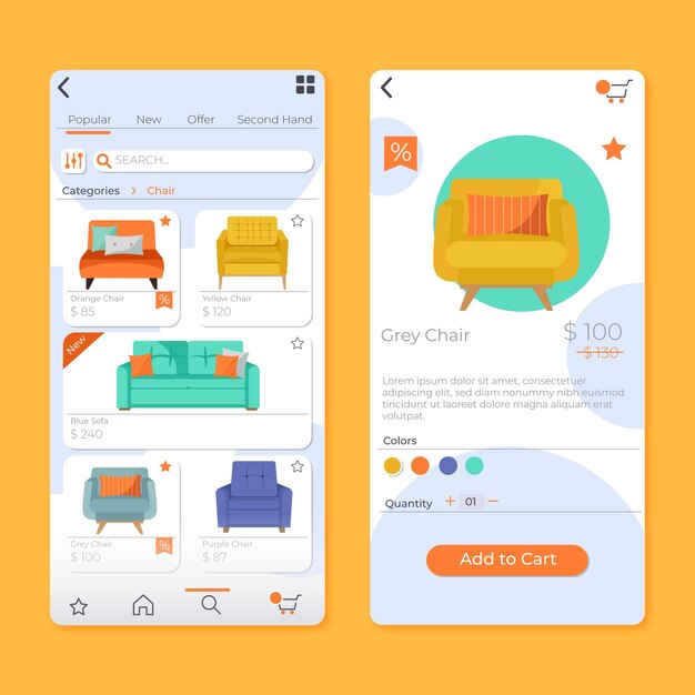 Aplicación de compra de muebles