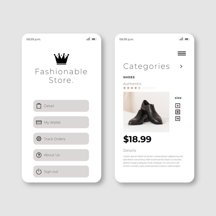 Vector gratuito aplicación de compras de moda