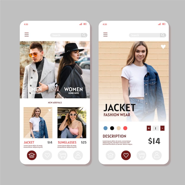 Vector gratuito aplicación de compras de moda