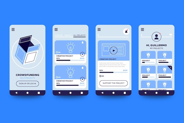 Vector gratuito aplicación de crowdfunding