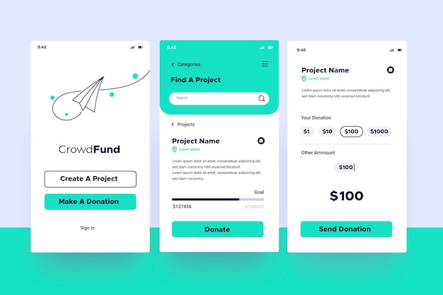 Vector gratuito aplicación de crowdfunding