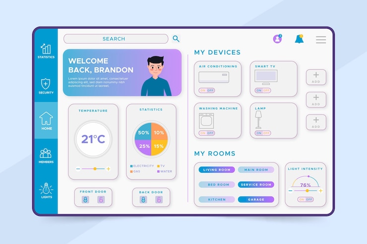 Vector gratuito aplicación de gestión inteligente del hogar