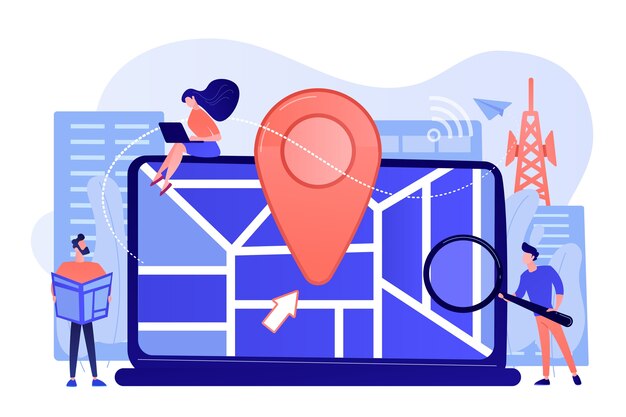 Aplicación de GPS digital para teléfonos inteligentes. Signo de geoetiqueta en el mapa de la ciudad