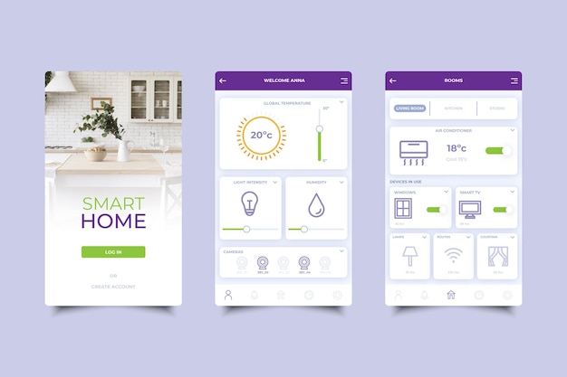 Vector gratuito aplicación para el hogar inteligente