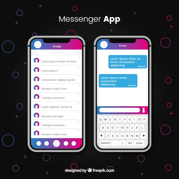 Vector gratuito aplicación de mensajería para móvil en estilo plano