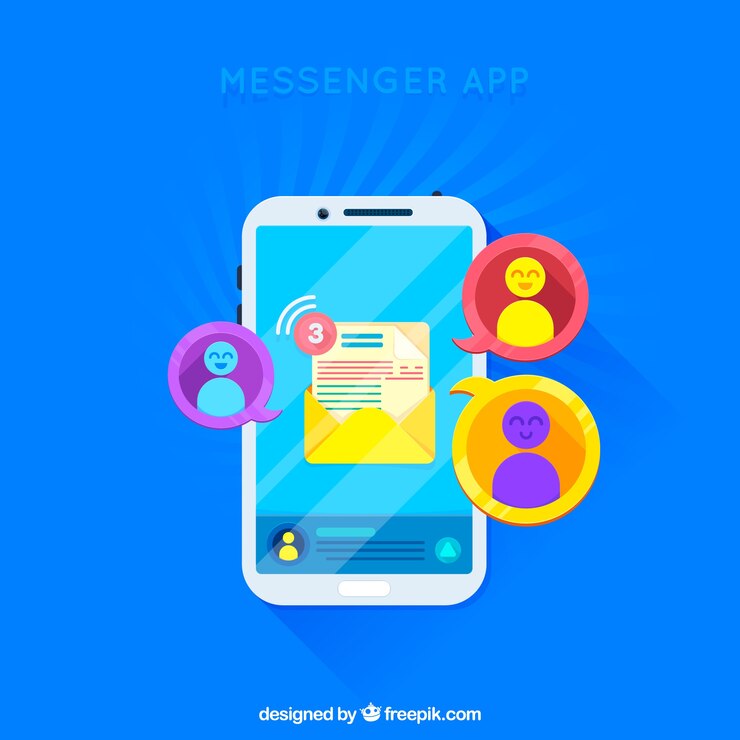 Vector gratuito aplicación de mensajería para móvil en estilo plano