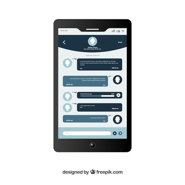 Aplicación de mensajería para móvil en estilo plano