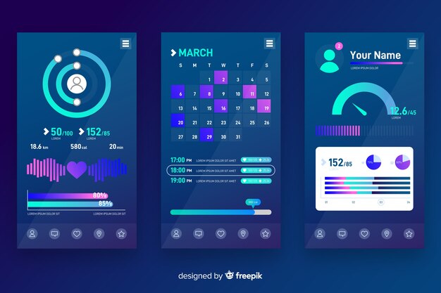 Aplicación móvil fitness infografía diseño plano