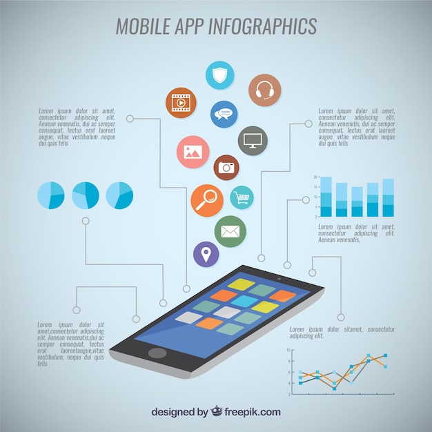 Vector gratuito aplicación móvil infografía