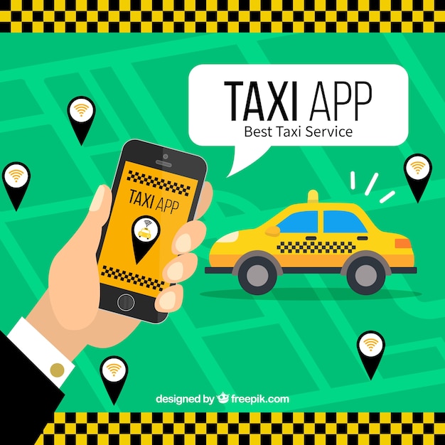 Vector gratuito aplicación móvil para servicios de taxis