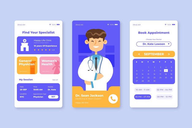 Vector gratuito aplicación de reserva médica