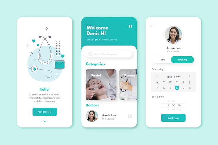 Vector gratuito aplicación de reserva médica