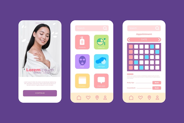Aplicación de reserva de salón de belleza con foto