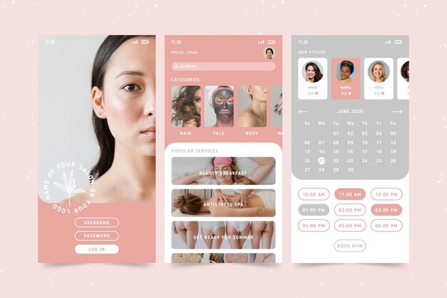 Aplicación de reserva de salón de belleza