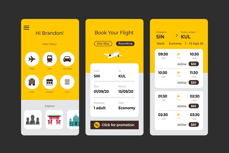 Vector gratuito aplicación de reserva de viajes