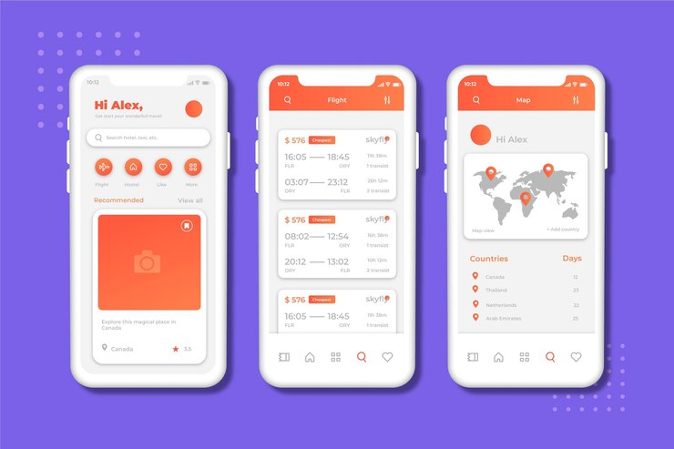 Vector gratuito aplicación de reserva de viajes