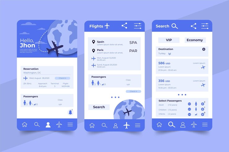 Vector gratuito aplicación de reserva de viajes