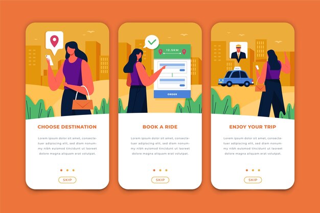 Aplicación de servicio de taxi para teléfono móvil