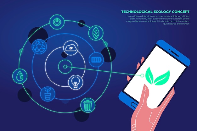 Vector gratuito aplicación de teléfono inteligente para el concepto de ecología