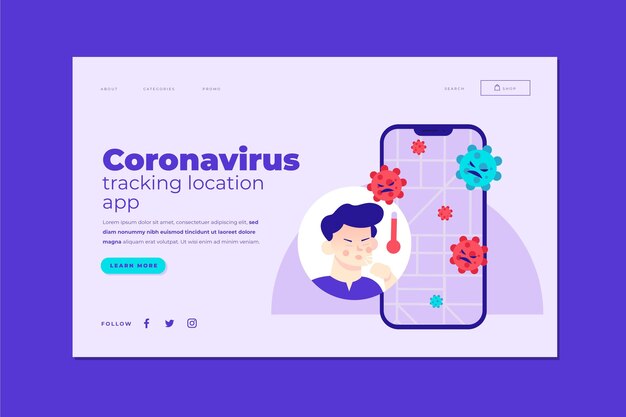 Aplicación de ubicación de seguimiento de coronavirus - página de destino