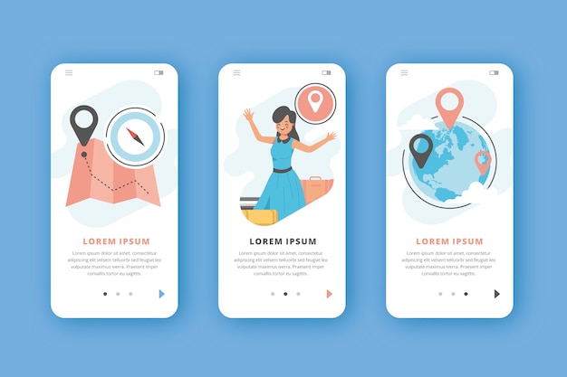Vector gratuito aplicación de viaje para teléfonos móviles.