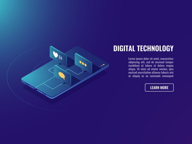 Aplicación web y los iconos de redes sociales