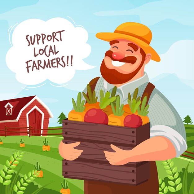 Apoye a los agricultores locales ilustración del concepto