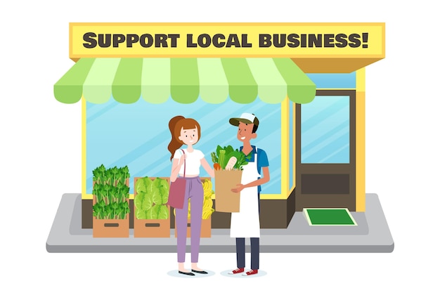 Vector gratuito apoye el concepto de negocio local