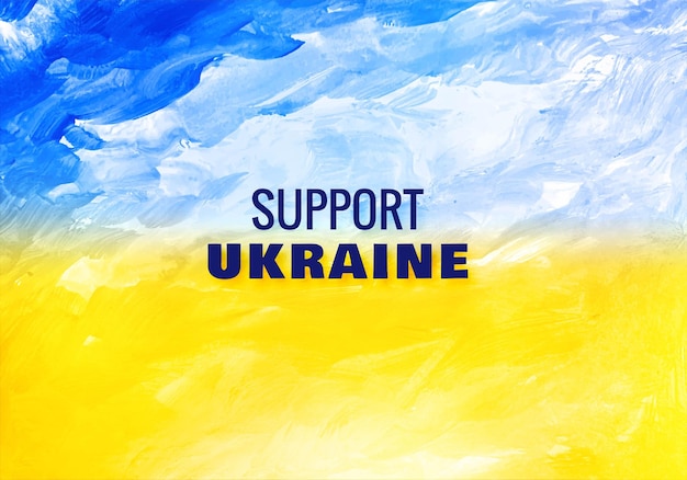 Vector gratuito apoye el tema de la bandera de texto de ucrania con fondo de textura
