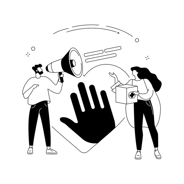 Apoyo al voluntariado concepto abstracto ilustración vectorial Servicio comunitario voluntariado de salud pública apoyo psicológico durante el brote ayuda médica calificada metáfora abstracta