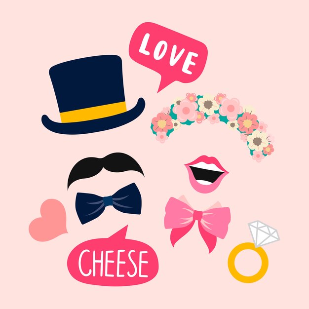 Apoyos de la cabina de la foto de la boda para el vector de la mujer y del hombre