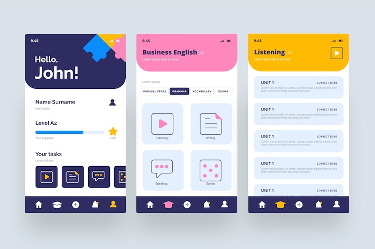 Vector gratuito app para aprender idiomas