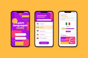 Vector gratuito app para aprender idiomas