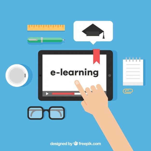 Aprendizaje digital con persona usando una tableta